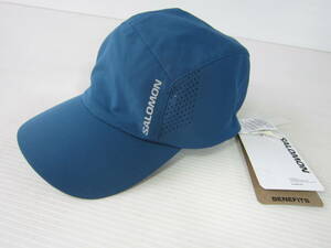新品◆サロモンSALOMON キャップ DRI部分メッシュ フリーサイズ 帽子 ブルー青 ランニング ジョギング スポーツ ゴルフ テニス / L XL