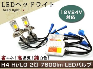 セレナC23/24/25 LED ヘッドライト H4 H/L リレーレス 7600lm CREE スライド 切替 HI/LO 12V/24V バラスト バルブ バーナー ファン付COB