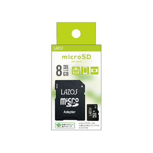 【20個セット】 Lazos microSDHCメモリーカード 8GB CLASS10 紙パッケージ L-B8MSD10X20