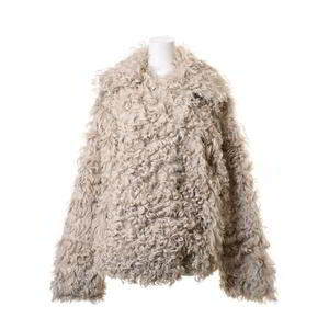 美品 theory CURLY TOSCAN SHEARLING.PE カーリームートン ジャケット S ベージュ セオリー KL4BUPAB26