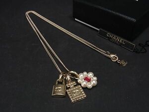 ■美品■ CHANEL シャネル ココマーク B21 P パール 香水瓶 カデナ ネックレス ペンダント アクセサリー レディース ゴールド系 AW0847