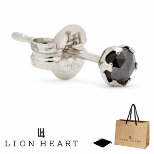 新品 正規品 ライオンハート LION HEART プラチナ PT900 ブラック ダイヤモンド 0.1ct シングル ピアス 04E12PS/S