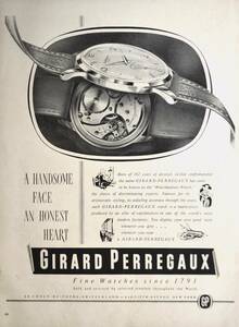稀少・時計広告！1954年ジラール・ペルゴ 時計広告/Girard-Perregaux Watch/W