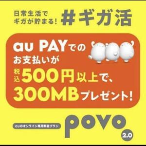 povoプロモコード 300MB 入力期限　5/15