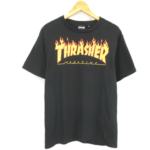 スラッシャー THRASHER ファイヤー ロゴ プリント 半袖 Tシャツ TR23-C002 黒 ブラック M メンズ