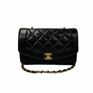 極 美品 箱 袋付 シール有 3番台 CHANEL シャネル マトラッセ ダイアナフラップ ココマーク ラムスキン ショルダーバッグ ブラック 62405