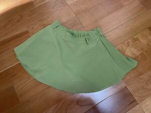 短パンスカート グリーン ウェストゴム サイズフリー 緑 レディースファッション