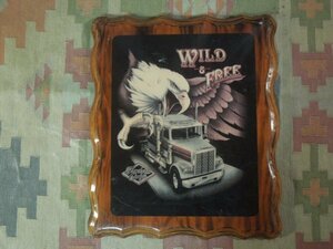 80’Sビンテージ★WILD&FREE　Tracker Only 壁掛け★ イーグル タペストリ 白頭鷲 トラック ドラッカー