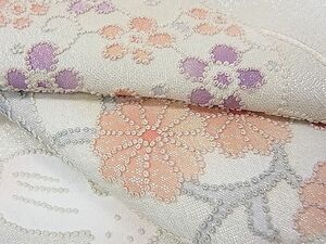 平和屋2■中国三大刺繍　相良刺繍　九寸名古屋帯　笛花文　銀糸　逸品　DAAA8384fe