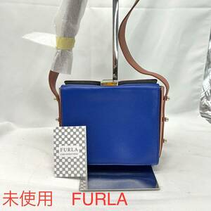 未使用　FURLA フルラ　ショルダーバッグ　レザー　本革　コンパクト　スタッズ　バッグ ポシェット ゴールド金具 