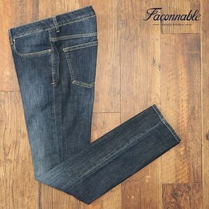 1円/Faconnable/44インチ/デニムパンツ ストレッチ伸縮 ウォッシュ 渋い こなれ感 5ポケット ジーンズ 新品/インディゴ/if303/