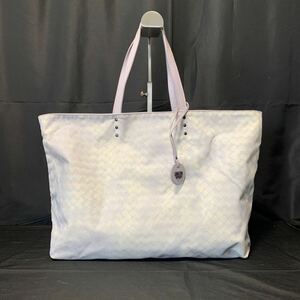 BOTTEGA VENETA ボッテガヴェネタ イントレッチオリュージョン トートバッグ ナイロン×レザー 蝶 グレー？ ラベンダー？ 