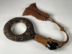 江戸時代の天眼鏡　木彫　漆仕上げ
