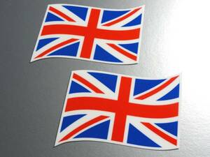 w2■イギリス国旗ステッカー2枚セット　Sサイズ 波型■屋外耐候 防水 耐水シール 英国 MINI ローバー ユニオンジャック かっこいい EU