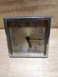 置時計　手巻き　[FOREIGN] 1950年代　イギリス　ステンレス　置き時計　アンティーク　アールデコ　10TK17o2
