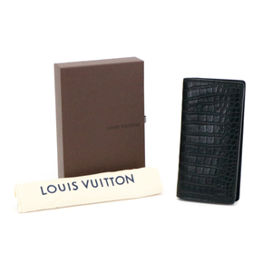 ルイヴィトン LOUIS VUITTON ポルトフォイユ ブラザ クロコダイルレザー N91555 長財布 ノワール ブラック 中古 maq07013