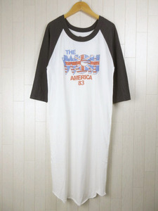 マウジー ヴィンテージ MOUSSY VINTAGE ワンピース Tシャツ ラグランスリーブ 七分袖 チャコールグレー ホワイト