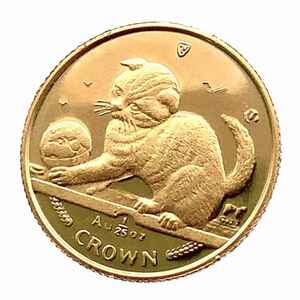 マン島金貨 エリザベス女王 猫 1/25オンス 2000年 1.2g K24 純金 イエローゴールド コレクション Gold