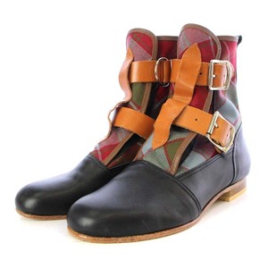 ヴィヴィアンウエストウッド Vivienne Westwood Worlds End セディショナリーズブーツ タータンチェック ショート フラット 6 黒