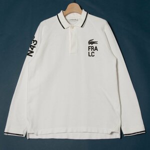 LACOSTE ラコステ サイズ4 ラグラン 長袖 プルルオーバー ポロシャツ 白/ホワイト コットン100％ メンズ トップス カジュアル 春夏