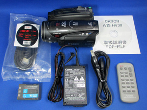 安心10日保証 Canon iVIS HV30 キヤノンHDVハイビジョンビデオカメラ最終モデル 完動品 極美品 付属品付き MiniDV