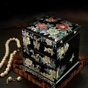 漆器 実木質 宝石箱 アクセサリーケース 欧風アクセサリー箱 多層