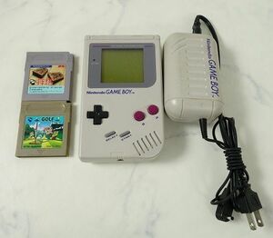 ★動作確認済【Nintendo/ニンテンドー】GAME BOY ゲームボーイ DMG-01 ソフト2本付き 専用充電式アダプタ DMG-03 中古現状品★