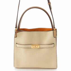 【トリーバーチ】Tory Burch　リーラジウィル ダブルバッグ レザー 2way ハンド ショルダーバッグ ベージュ 【中古】【正規品保証】195665