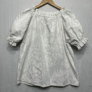 フラ ダンス 衣装 半袖 ブラウス トップス オフショルダー 白 ホワイト レディース ロング丈 マイレ 柄 b19120