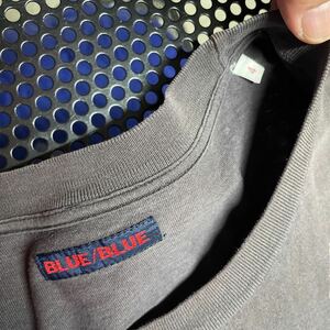 ハリウッドランチマーケット ブルーブルー blue blue 長袖 プリントTシャツ チャコールグレー 4サイズ 色落ち、色あせ あり（洗濯済み