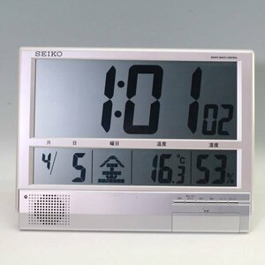 動作品 SEIKO セイコー タイムクリエーション 温湿度計付きデジタル電波時計SQ419S 置時計 掛時計 兼用 大型 プログラム機能付き◆814f03