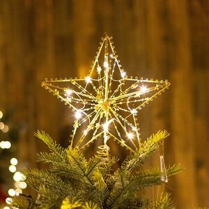 クリスマスツリー トップスター 置物　25cm星　鉄製　LED付き　ツリートップ飾り　R627
