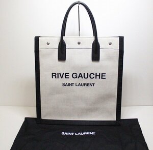 ☆【中古】SAINT LAURENT サンローラン トートバッグ N/S NOE ノエ 632539 メンズ リヴ・ゴーシュ ロゴ リネン×キャンバス×レザー