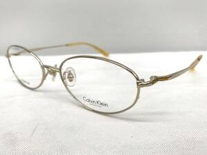 T-024 新品 眼鏡 メガネフレーム チタン Calvin Klein カルバンクライン 12g 53□18-135 フルリム メンズ 男性 レディース 女性 ゴールド系