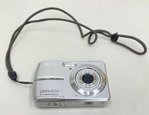 HK@ 動作確認済 PENTAX Optio E50 ペンタックス コンパクトデジタルカメラ デジカメ シルバー ストラップ付き