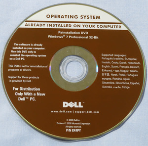 DELL Windows7 Professional 32bit 再インストール用DVD 中古品