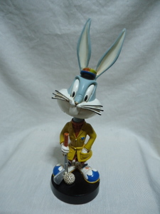 即決　ＵＳ　1993年製　ルーニーチューンズ　バックスバニー　24センチ　陶器製　首振りドール　ボビンヘッド　飾り物　ゴルフ