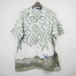 チェロキー CHEROKEE ゴルフ柄レーヨン混コットンアロハシャツ(XL)