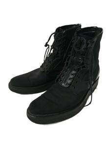 ラッドミュージシャン LAD MUSICIAN フロントジップ バックジップ ブーツ 42 黒 ブラック メンズ ヒール ZIP レザー ミリタリー 靴