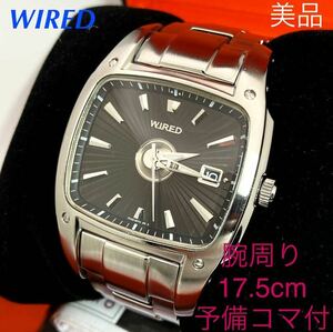 美品☆電池新品☆送料込☆セイコー SEIKO ワイアード WIRED 3針カレンダーモデル メンズ腕時計 ブラック 7N42-0DB0 希少人気モデル