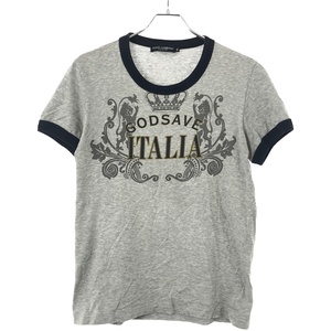 DOLCE&GABBANA ドルチェ＆ガッバーナ GODSAVE ITALIA プリントTシャツ グレー 46 G8C85T/G7I46 IT17IWAKZCBG