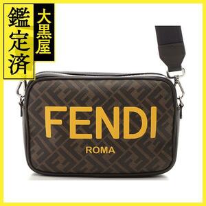 FENDI　フェンディ　バッグ　ズッカ　キャム　ショルダーバッグ　ダークブラウン/イエロー　PVC/レザー　2143700187942　【437】