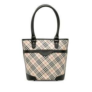 バーバリー ノバチェック トートバッグ ベージュ マルチカラー キャンバス レザー レディース BURBERRY 【中古】