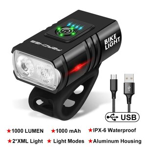 新商品 多機能LED自転車ライト 1000ルーメン USB充電式 サイクリングアクセサリー 防水 自転車懐中電灯