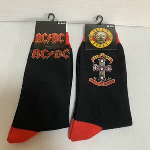 ☆新品 AC/DC エーシーディーシー ACDCSCK01MB GUNS N ROSES ガンズアンドローゼス GNRSCK02MB Classic Logo 靴下 ソックス 2セット 
