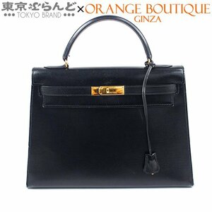 101696322 エルメス HERMES ケリー 32 外縫 〇M刻印 ブラック ゴールド金具 ボックスカーフ ハンドバッグ レディース