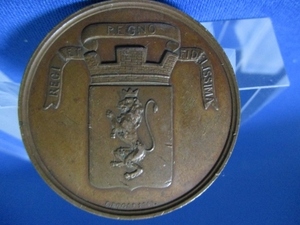 希少☆フランスのアンティーク銅メダル☆1846年／シャトーとライオン／極美品／d226