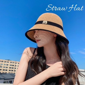 M 麦わら　帽子　レディース　シンプル　上品　つば広　小顔効果　UV対策　日除け　人気　夏　海