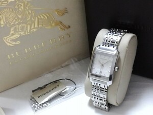 稼働品 BURBERRY バーバリー BU1572 デイト シルバー ホワイト文字盤 腕時計 クォーツ 53-9