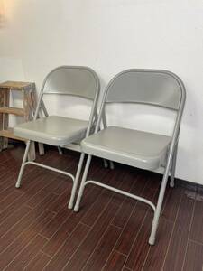 National Public Seating フォールディングチェア 2脚セット ② グレー インダストリアル 折り畳み 椅子 NPS 金属製
